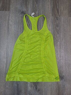 Lululemon Push Yourself Ruched Racerback Tank Top Neon Lime Green - Size 6